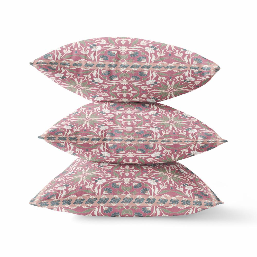 28” Magenta White Paisley Indoor Outdoor Throw Pillow. Picture 2