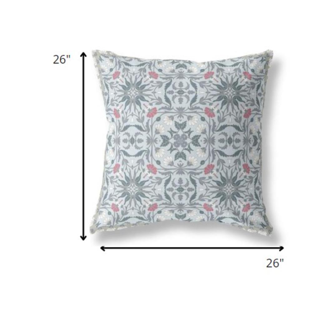 26” Powder Blue Paisley Indoor Outdoor Throw Pillow. Picture 4
