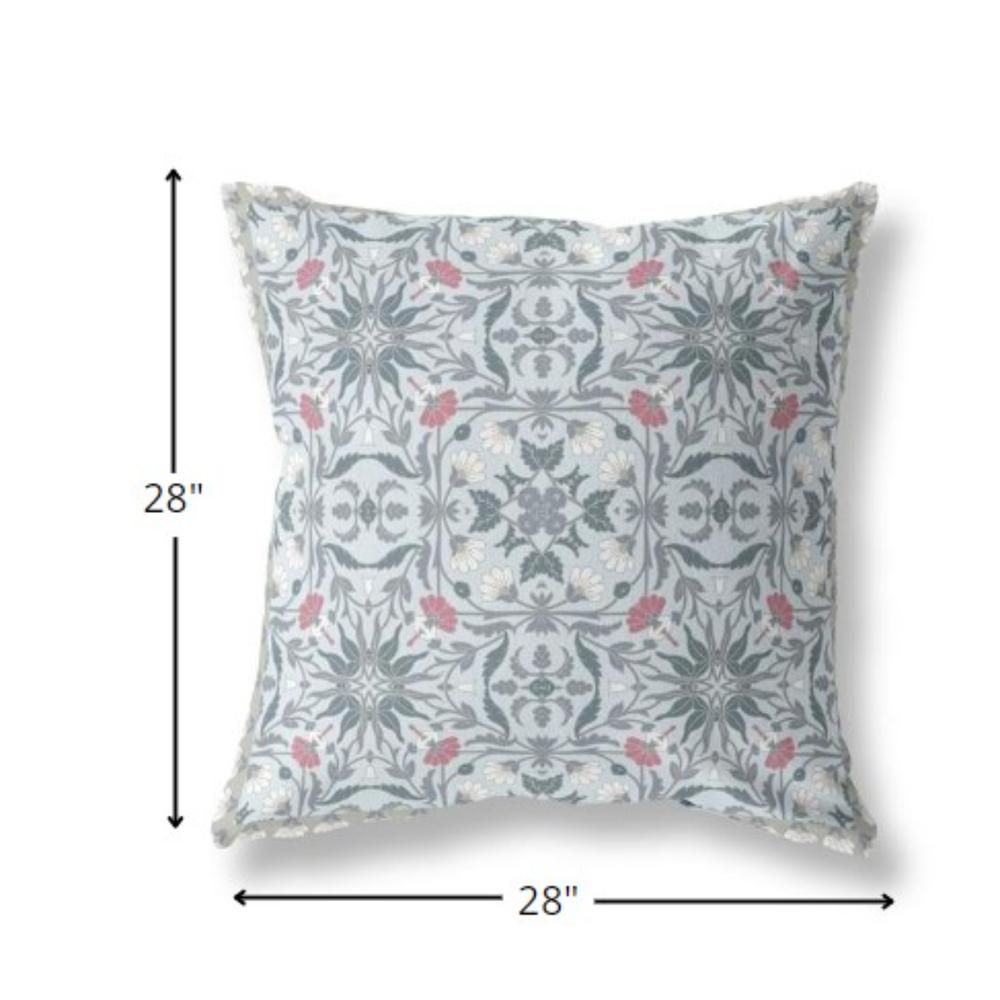 28” Powder Blue Paisley Indoor Outdoor Throw Pillow. Picture 4