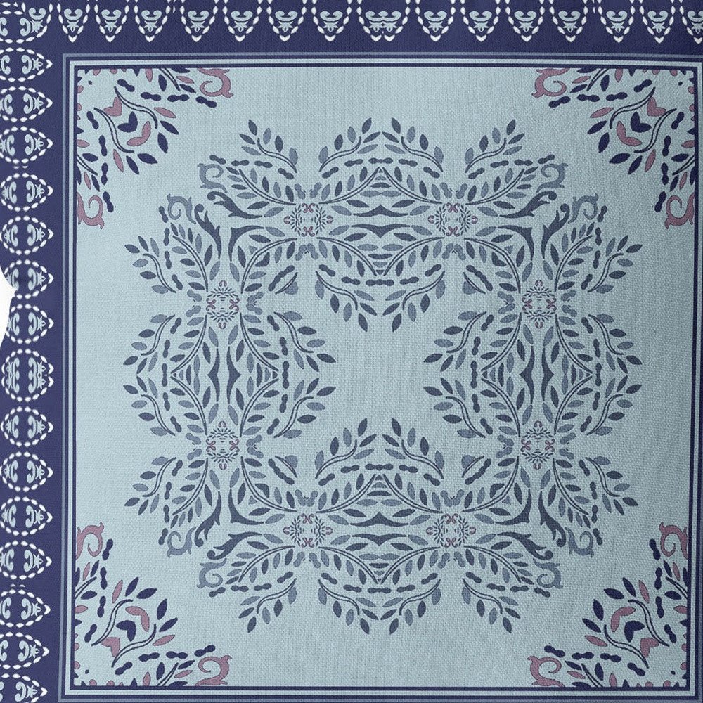 5" Indigo Damask Indoor Outdoor Throw Pillow Cover And Insert. Picture 3