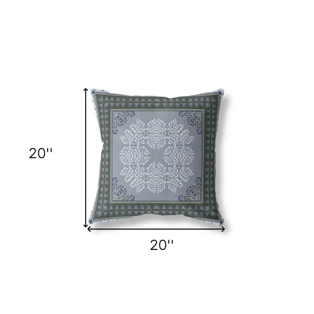 20"x20" Grey Green Blown Seam Broadcloth Floral Throw Pillow. Picture 6