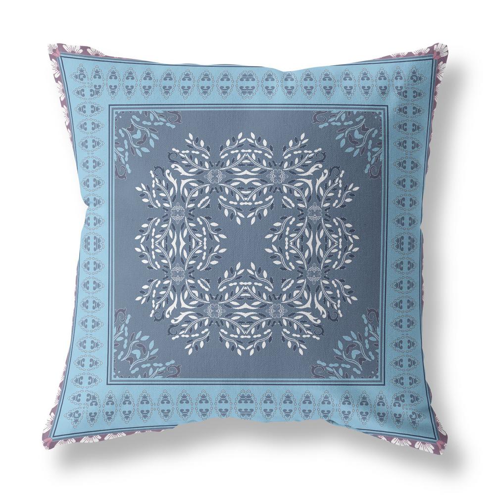 28" X 28" Blue Blown Seam Floral Indoor Outdoor Throw Pillow. Picture 2