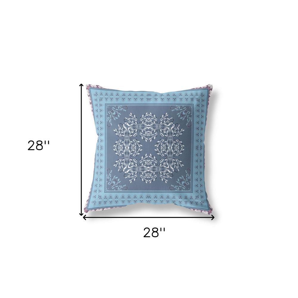 28" X 28" Blue Blown Seam Floral Indoor Outdoor Throw Pillow. Picture 6