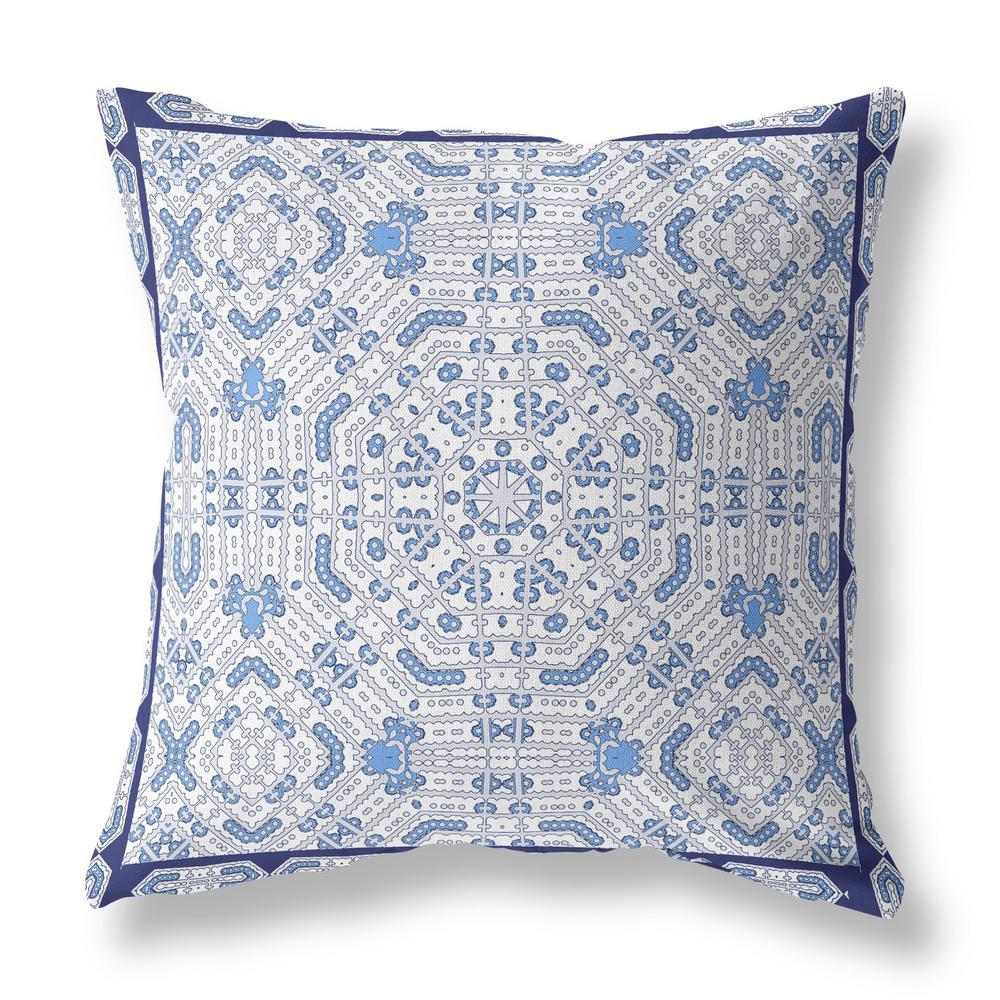 16” Blue Gray Geostar Indoor Outdoor Throw Pillow. Picture 1