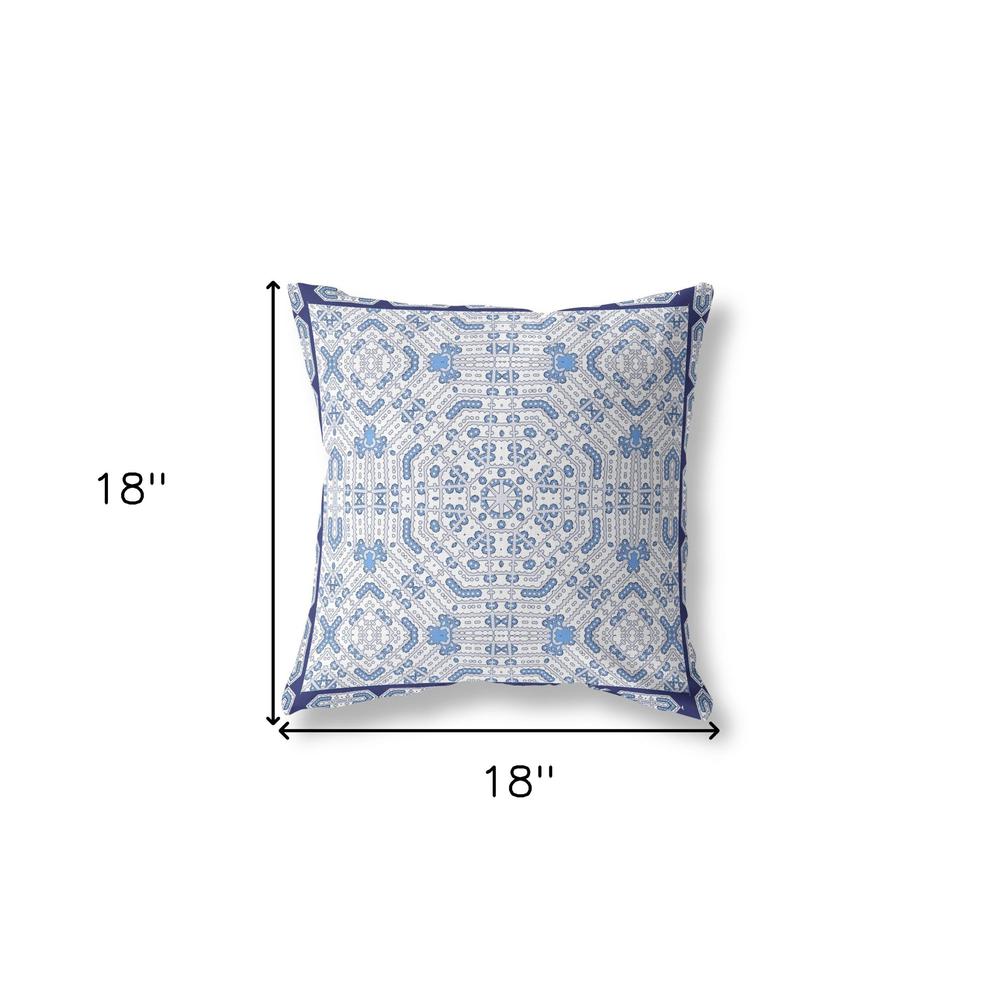 18” Blue Gray Geostar Indoor Outdoor Throw Pillow. Picture 4