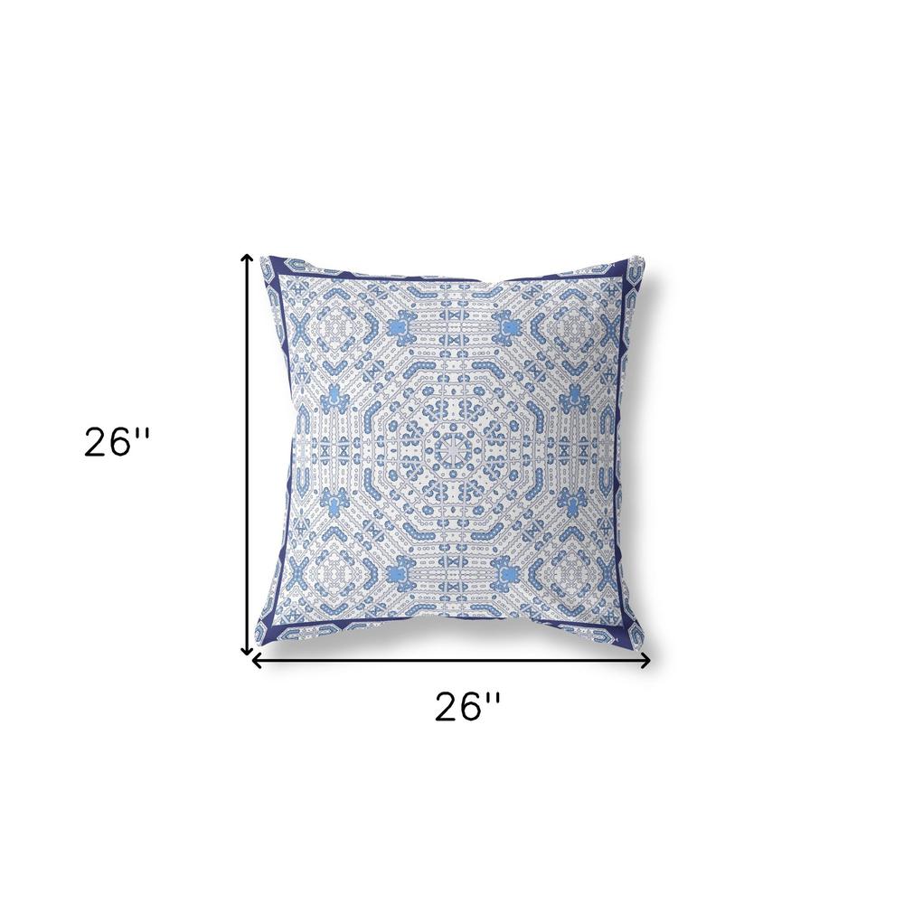26” Blue Gray Geostar Indoor Outdoor Throw Pillow. Picture 4