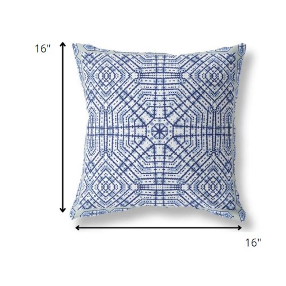 16” Navy White Geostar Indoor Outdoor Throw Pillow. Picture 4