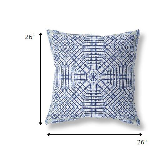 26” Navy White Geostar Indoor Outdoor Throw Pillow. Picture 4