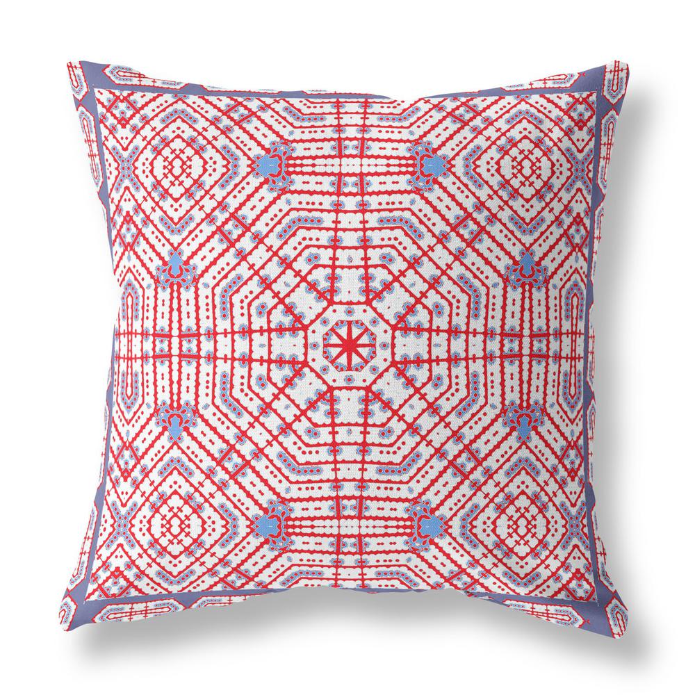 20” Red White Geostar Indoor Outdoor Throw Pillow. Picture 1