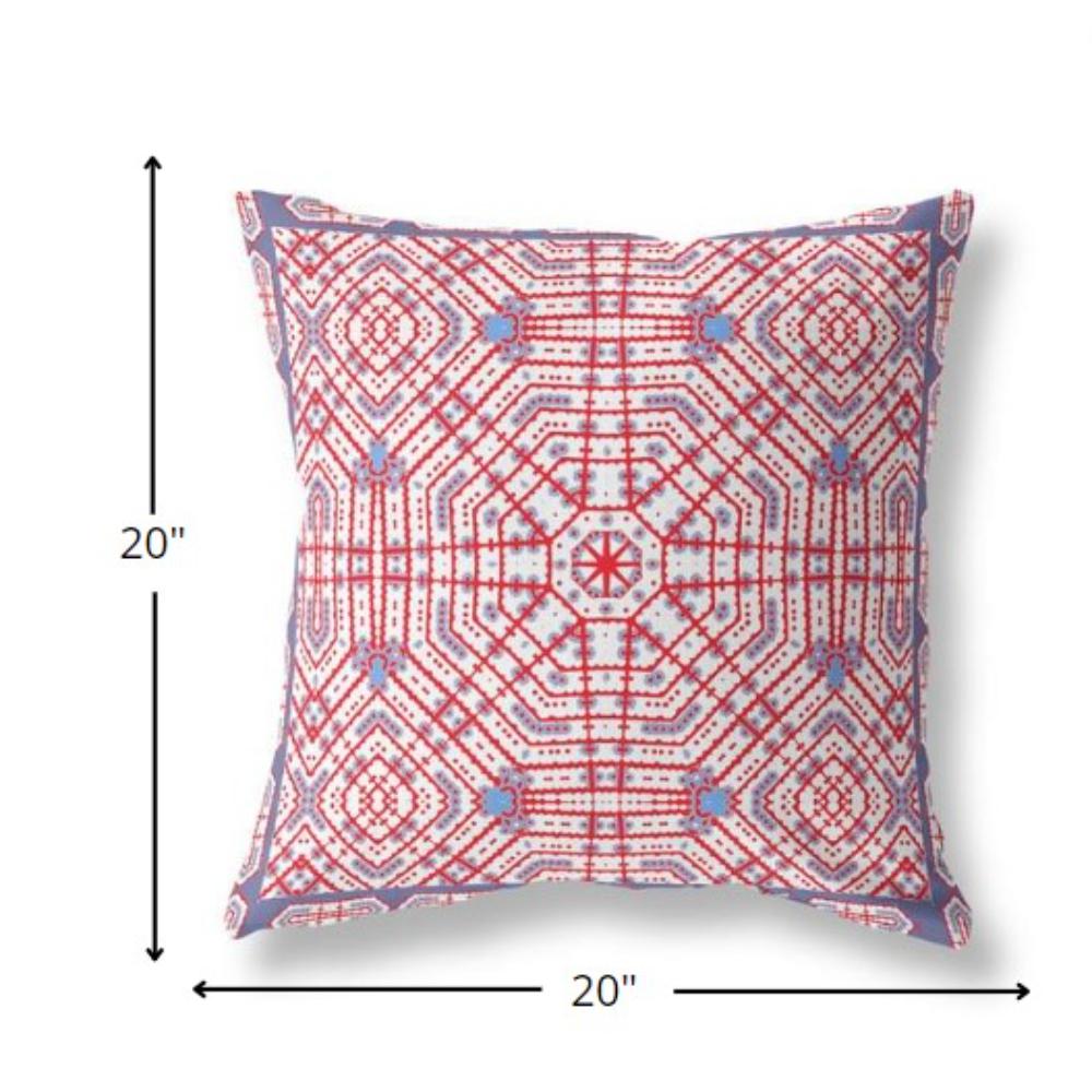 20” Red White Geostar Indoor Outdoor Throw Pillow. Picture 4