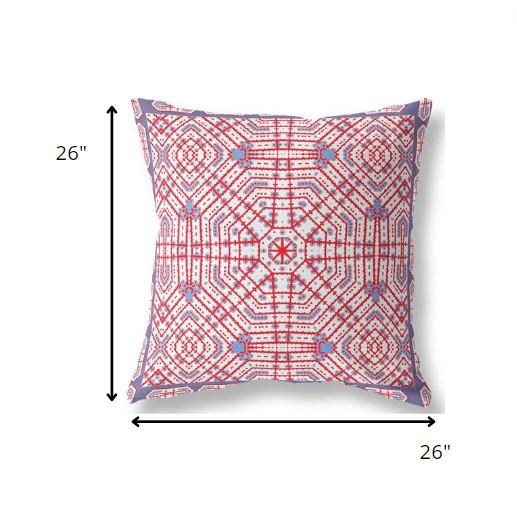 26” Red White Geostar Indoor Outdoor Throw Pillow. Picture 4