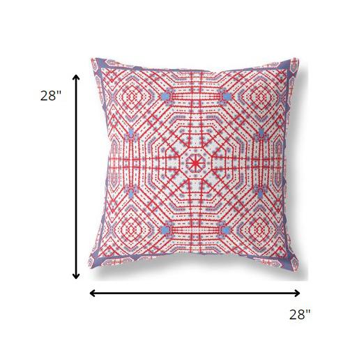 28” Red White Geostar Indoor Outdoor Throw Pillow. Picture 4