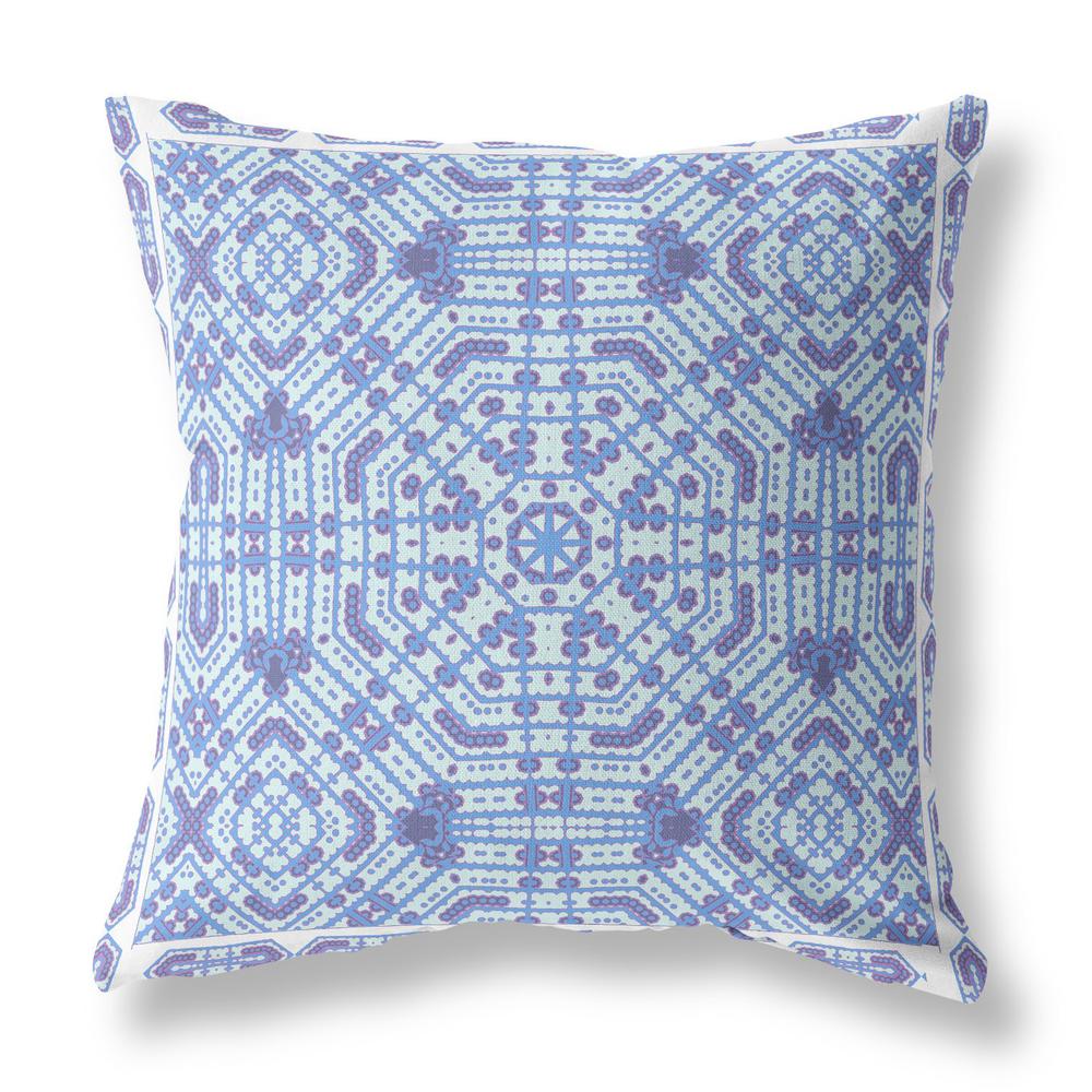 16” Cyan Blue Geostar Indoor Outdoor Throw Pillow. Picture 2