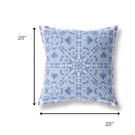 20” Cyan Blue Geostar Indoor Outdoor Throw Pillow. Picture 4
