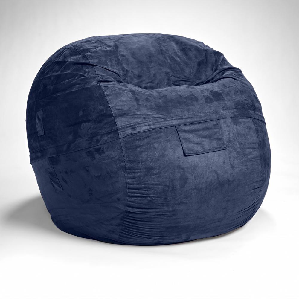 Classic Cozy Royal Blue Bean Bag Chair. Picture 1