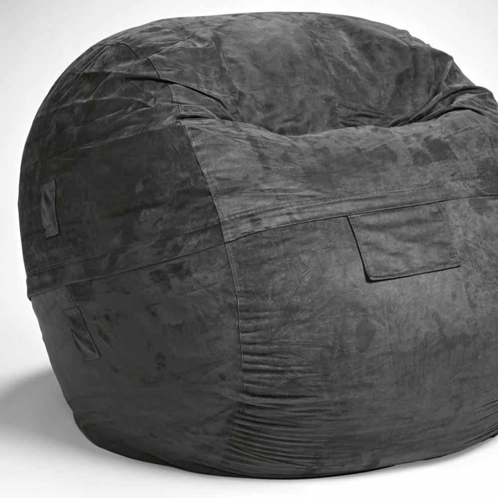 Classic Cozy Dark Gray Bean Bag Chair. Picture 3