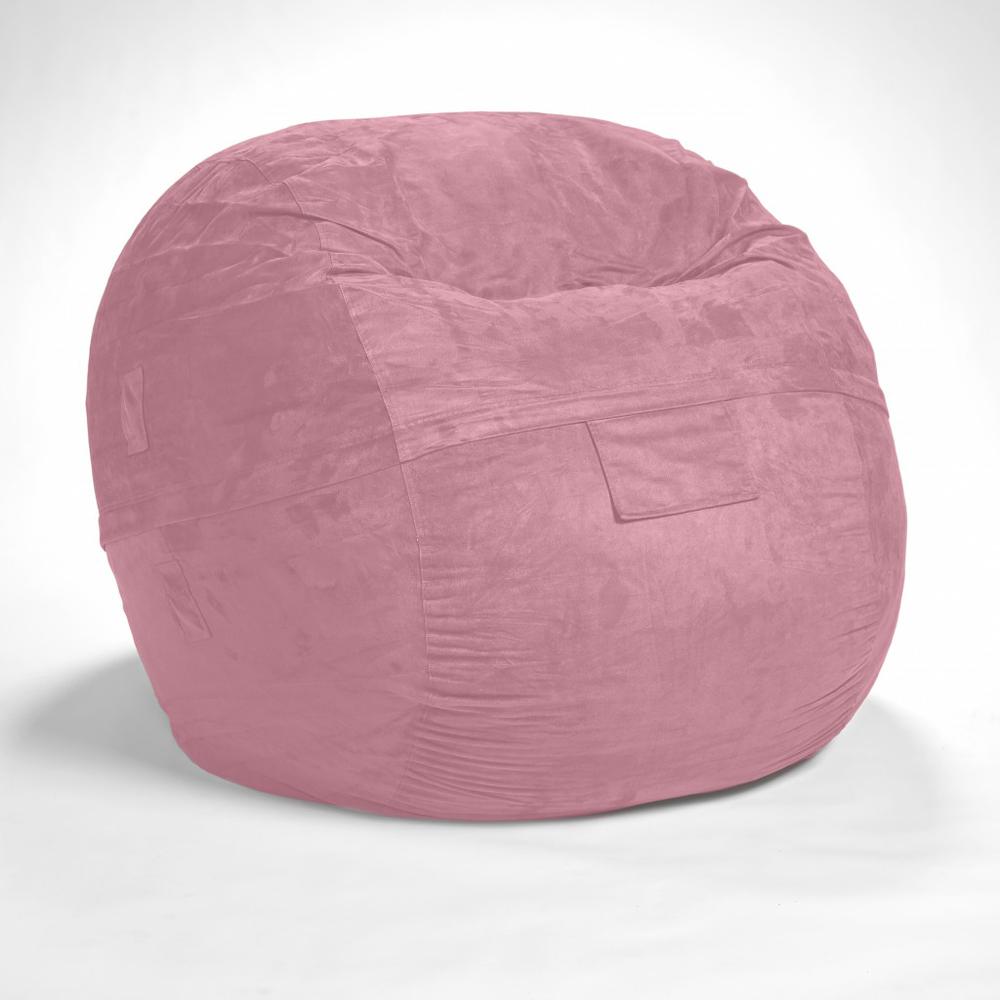Classic Cozy Rosy Pink Bean Bag Chair. Picture 1