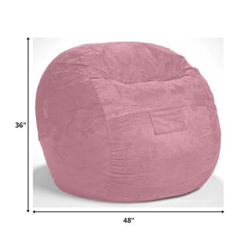 Classic Cozy Rosy Pink Bean Bag Chair. Picture 5