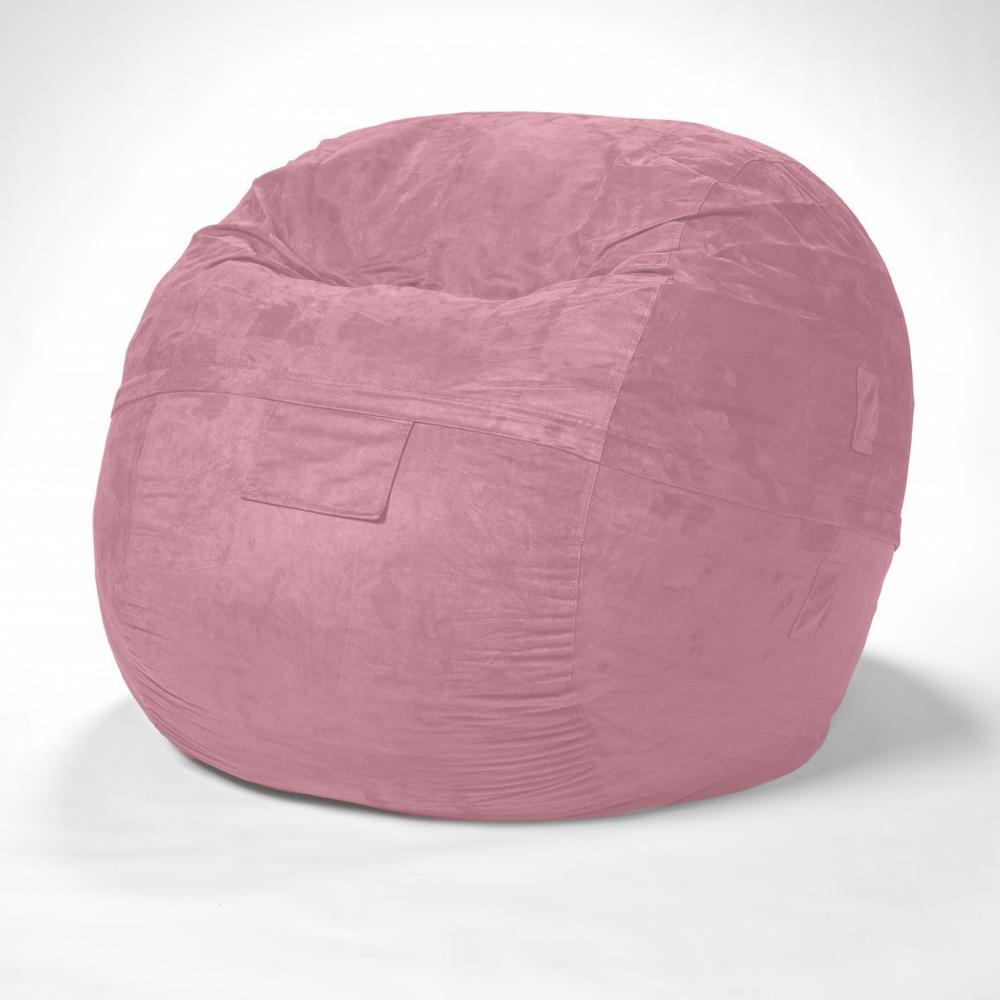 Classic Cozy Rosy Pink Bean Bag Chair. Picture 2