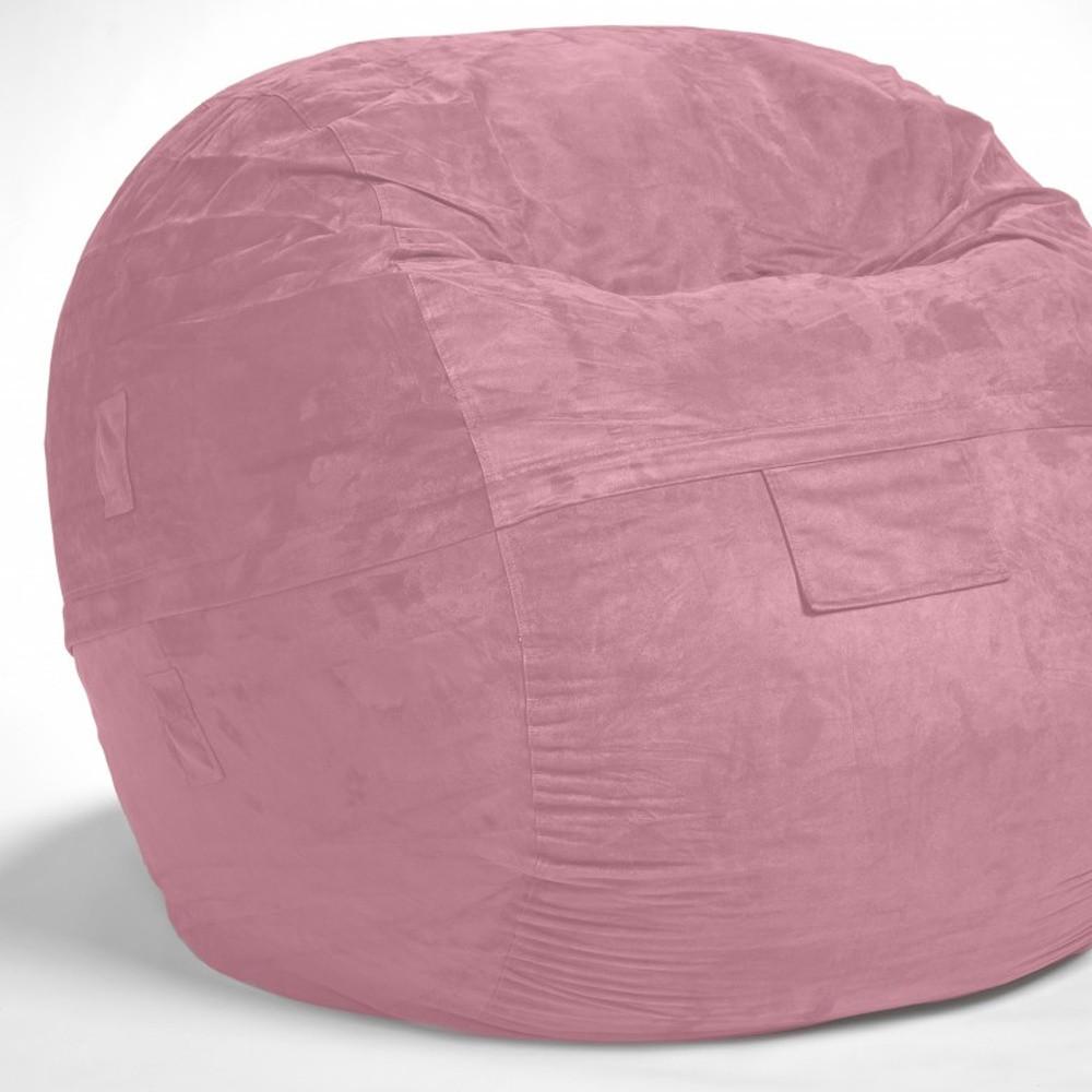 Classic Cozy Rosy Pink Bean Bag Chair. Picture 4