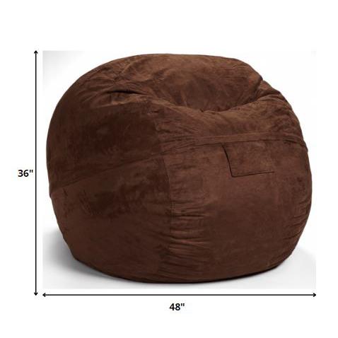 Classic Cozy Brown Bean Bag Chair. Picture 5