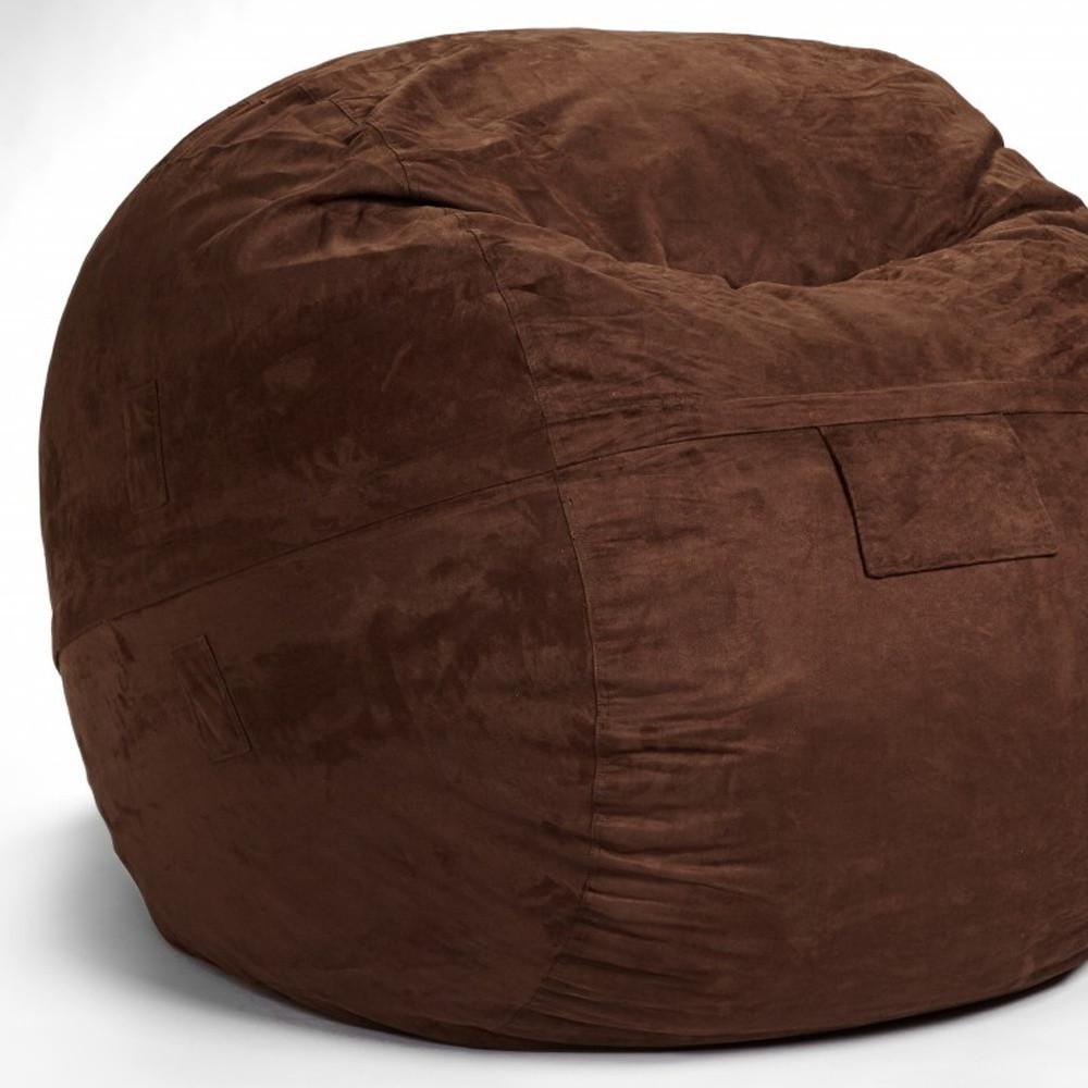 Classic Cozy Brown Bean Bag Chair. Picture 4