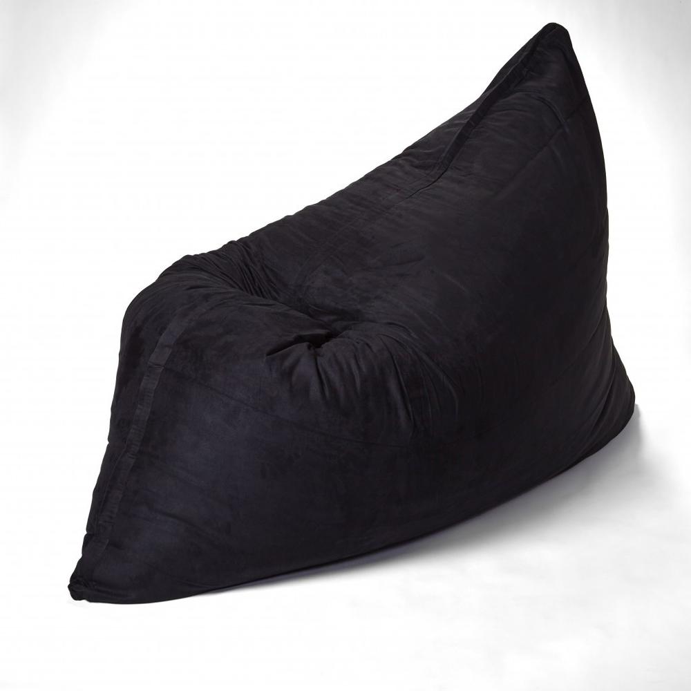 78" x 58" Black Faux Fur Sofa Sack Bean Bag Lounger. Picture 2