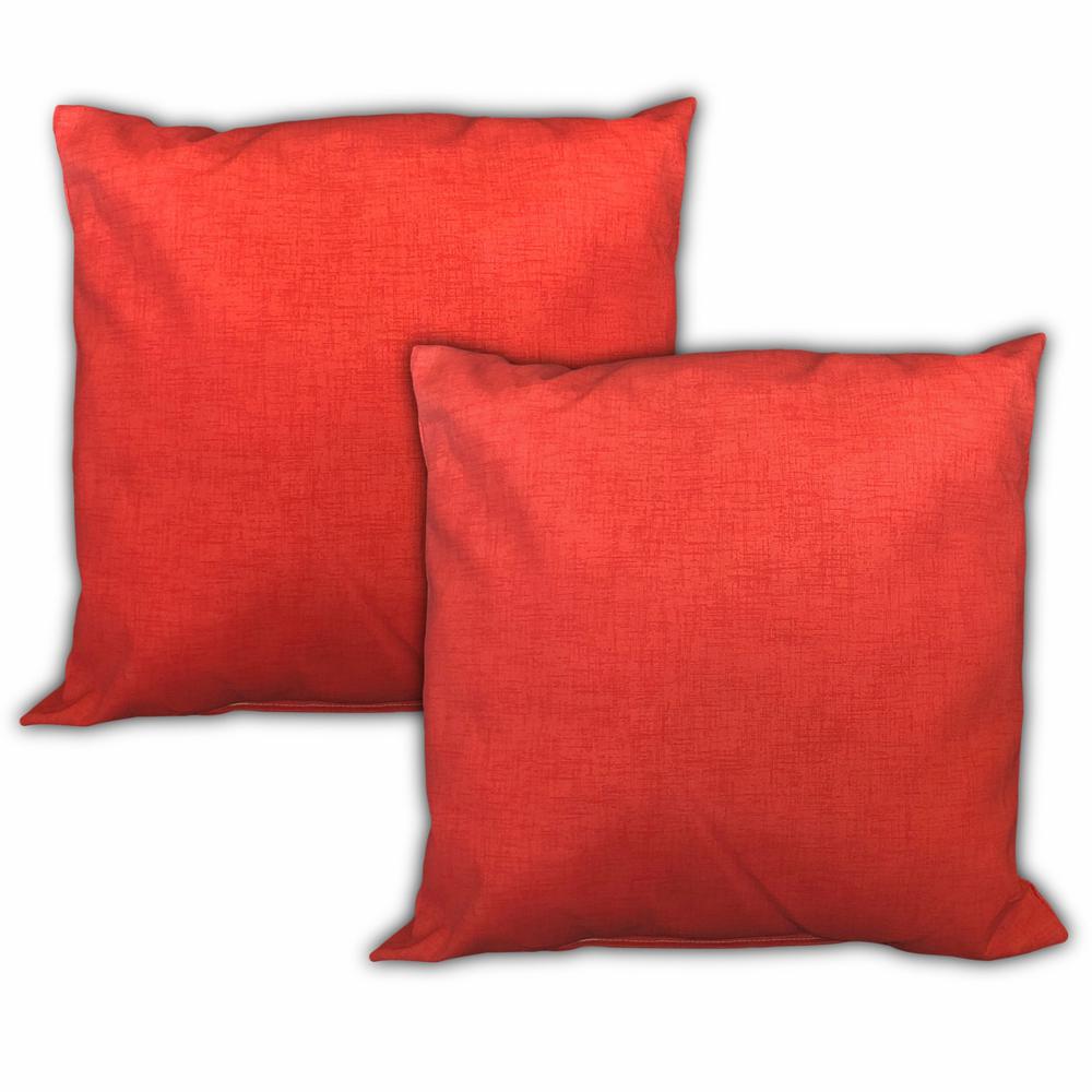 Red, White Blown Seam Solid Color Throw Indoor Outdoor Pillow. Picture 4