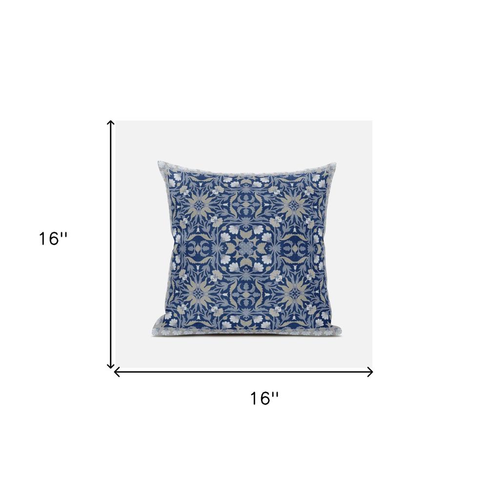 16" X 16" Dark Blue And Gray Blown Seam Paisley Indoor Outdoor Throw Pillow. Picture 5