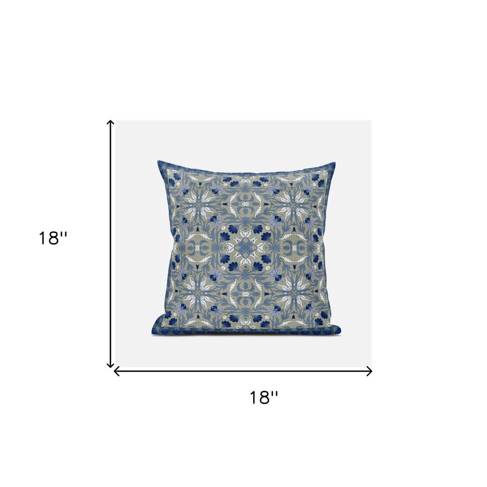 18" X 18" Indigo And White Blown Seam Paisley Indoor Outdoor Throw Pillow. Picture 6