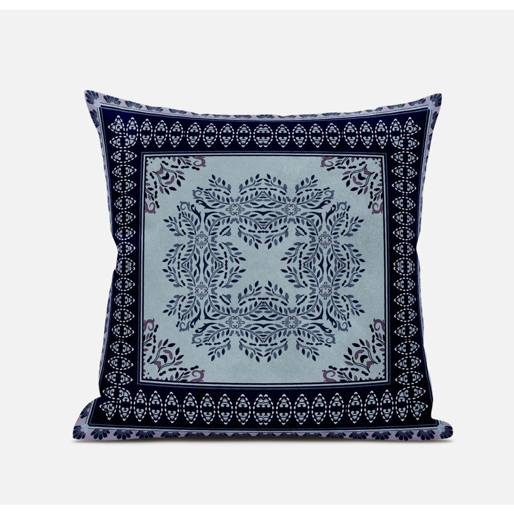 18" X 18" Dark Blue And Green Blown Seam Geometric Indoor Outdoor Throw Pillow. Picture 1