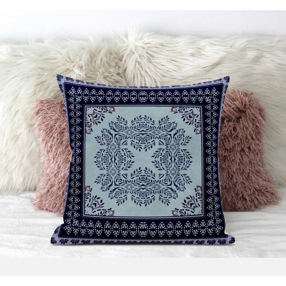 18" X 18" Dark Blue And Green Blown Seam Geometric Indoor Outdoor Throw Pillow. Picture 4