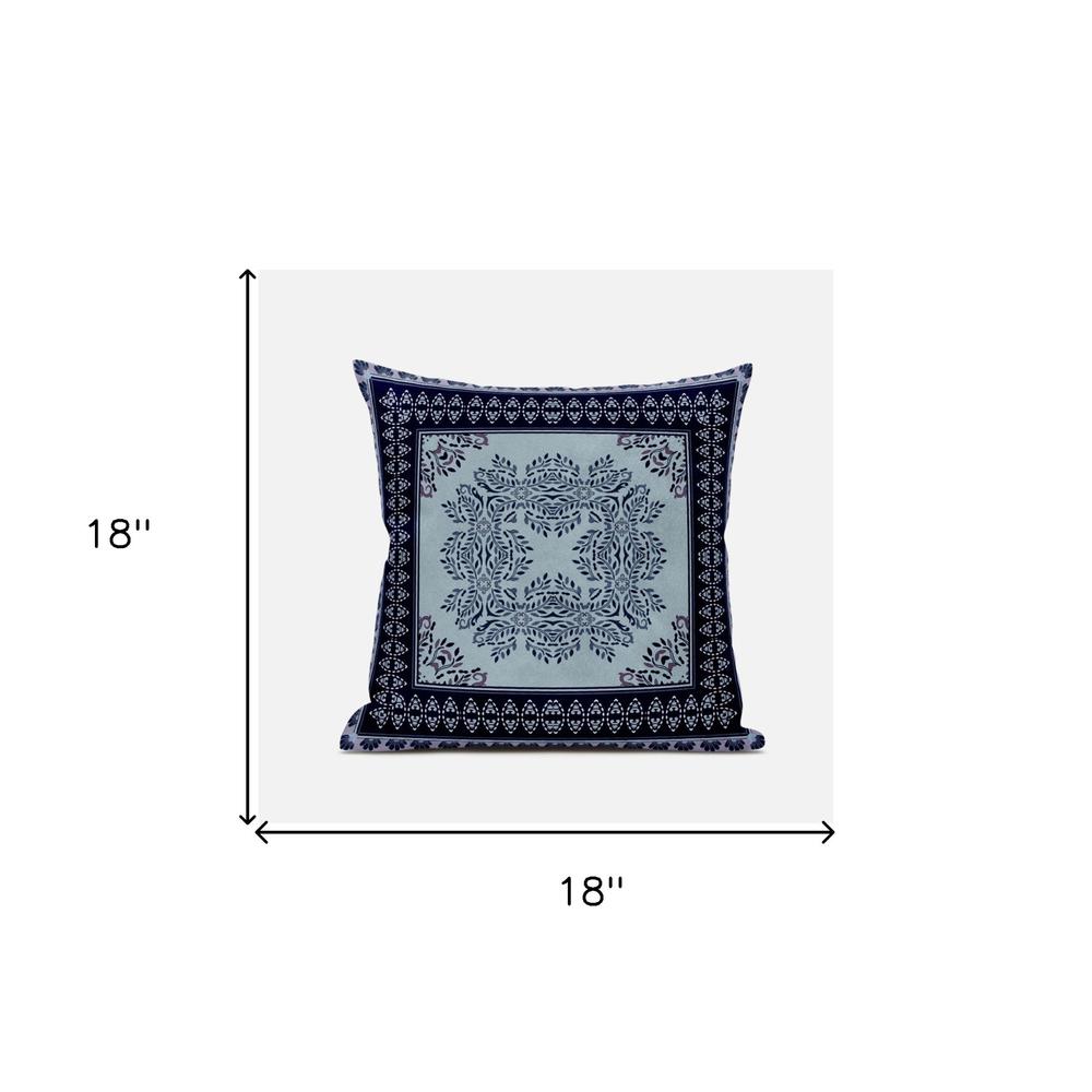18" X 18" Dark Blue And Green Blown Seam Geometric Indoor Outdoor Throw Pillow. Picture 5