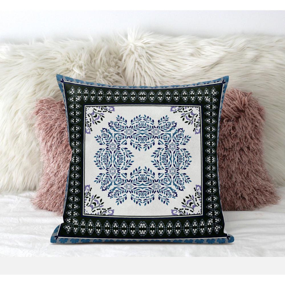 16" X 16" Black And Blue Blown Seam Geometric Indoor Outdoor Throw Pillow. Picture 4