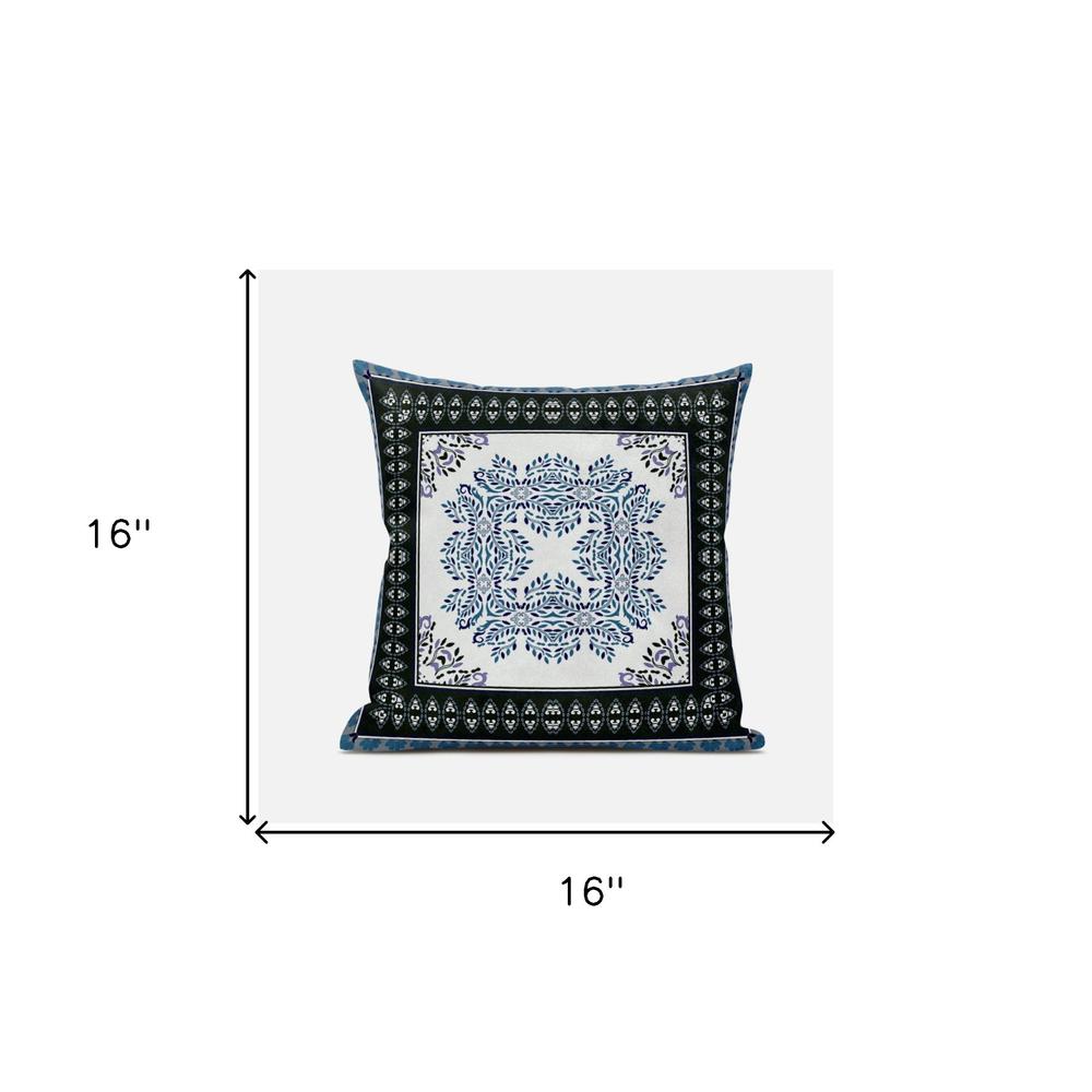 16" X 16" Black And Blue Blown Seam Geometric Indoor Outdoor Throw Pillow. Picture 5