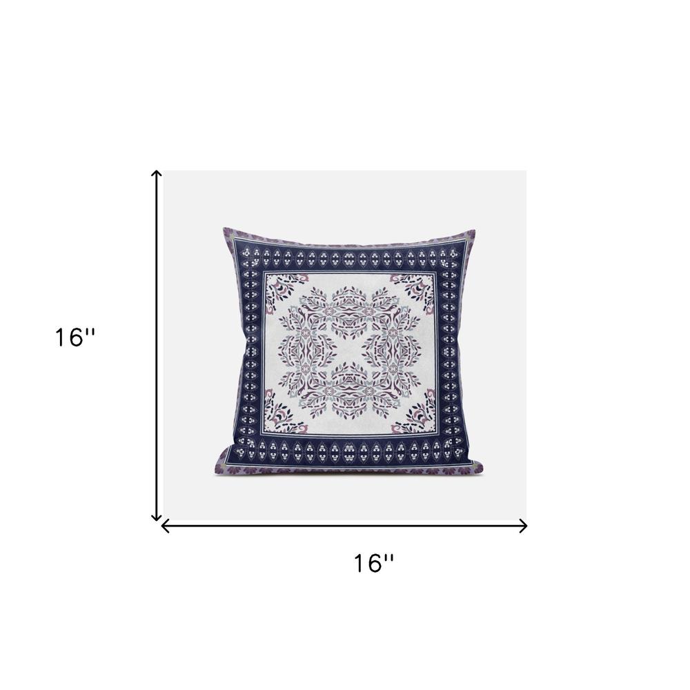 16" X 16" Cream And Blue Blown Seam Geometric Indoor Outdoor Throw Pillow. Picture 5