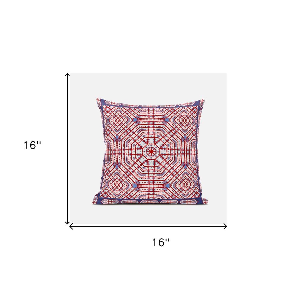 16" X 16" Red And Blue Blown Seam Geometric Indoor Outdoor Throw Pillow. Picture 6
