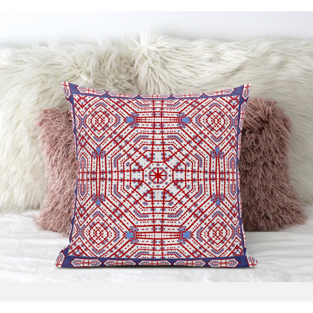 18" X 18" Red And Blue Blown Seam Geometric Indoor Outdoor Throw Pillow. Picture 4