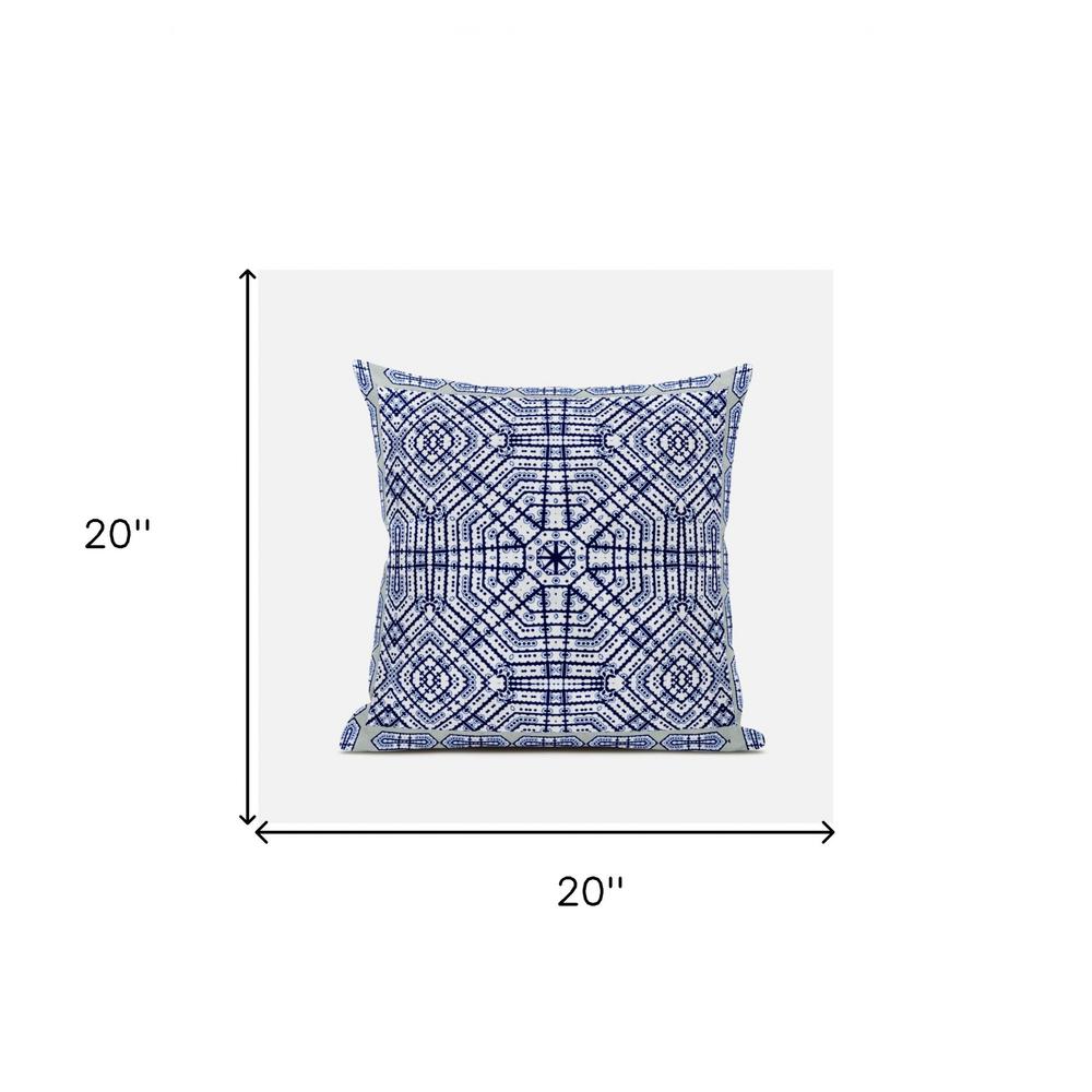 20"x20" Light Blue Indigo Purple Blown Seam Suede Geometric Throw Pillow. Picture 5