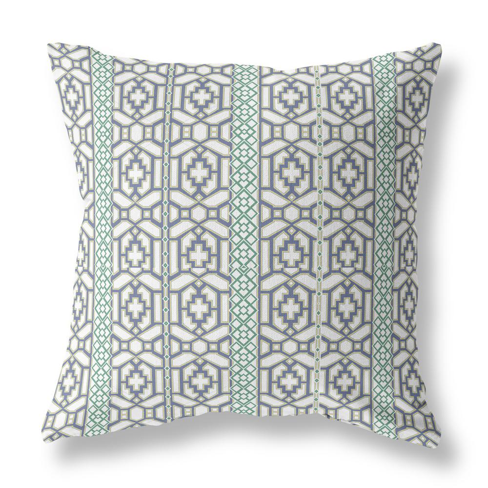 18" X 18" White And Gray Zippered Geometric Indoor Outdoor Throw Pillow. Picture 1