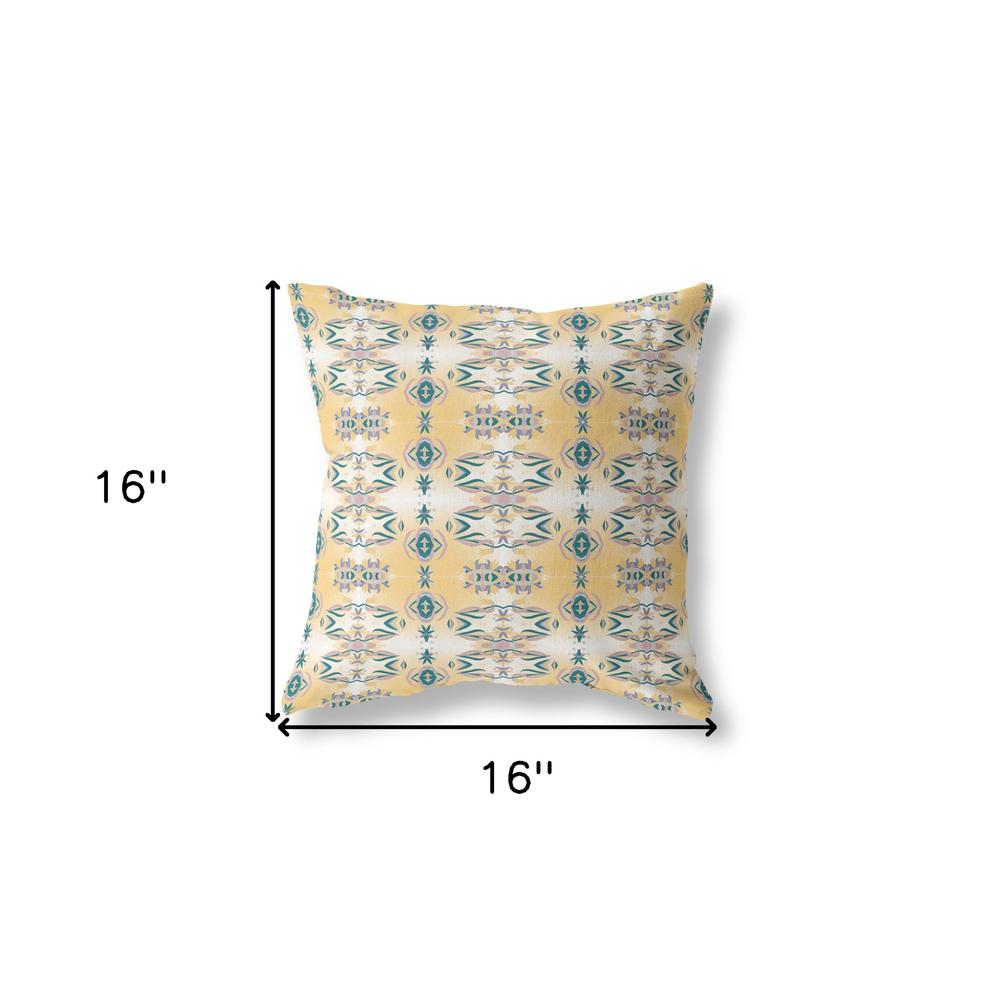 16" X 16" White And Yellow Zippered Geometric Indoor Outdoor Throw Pillow. Picture 6