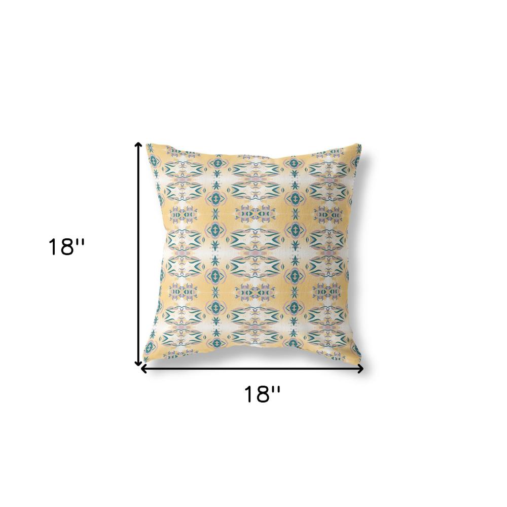 18" X 18" White And Yellow Zippered Geometric Indoor Outdoor Throw Pillow. Picture 6