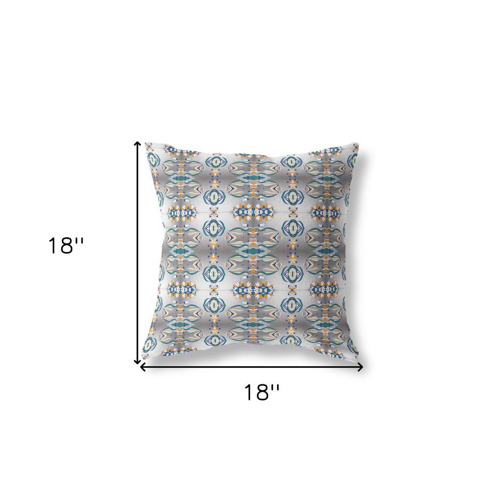 18" X 18" Off White And Brown Zippered Geometric Indoor Outdoor Throw Pillow. Picture 6