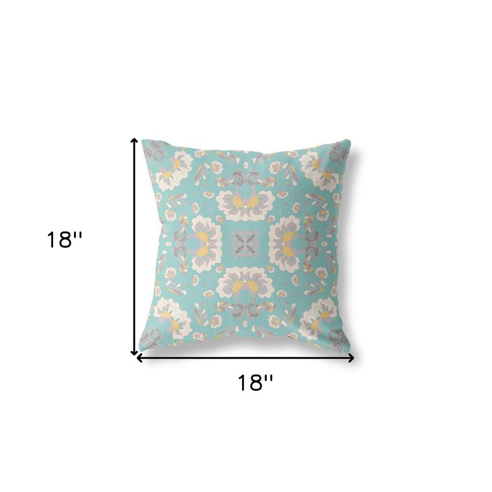 18" X 18" Green And White Zippered Geometric Indoor Outdoor Throw Pillow. Picture 6