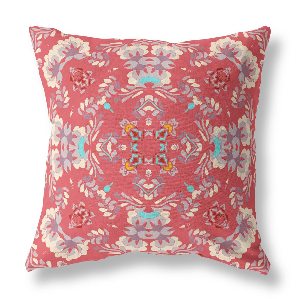16" X 16" Red Zippered Geometric Indoor Outdoor Throw Pillow. Picture 1
