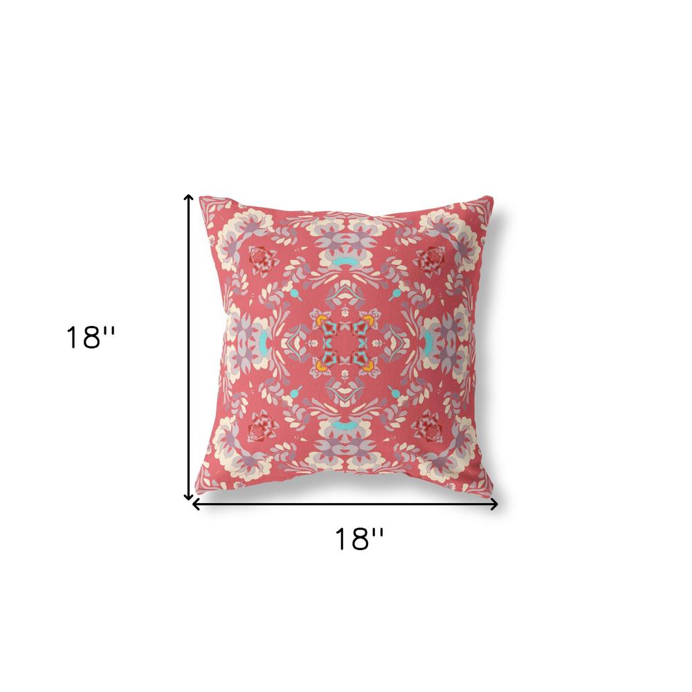 18" X 18" Red Zippered Geometric Indoor Outdoor Throw Pillow. Picture 6
