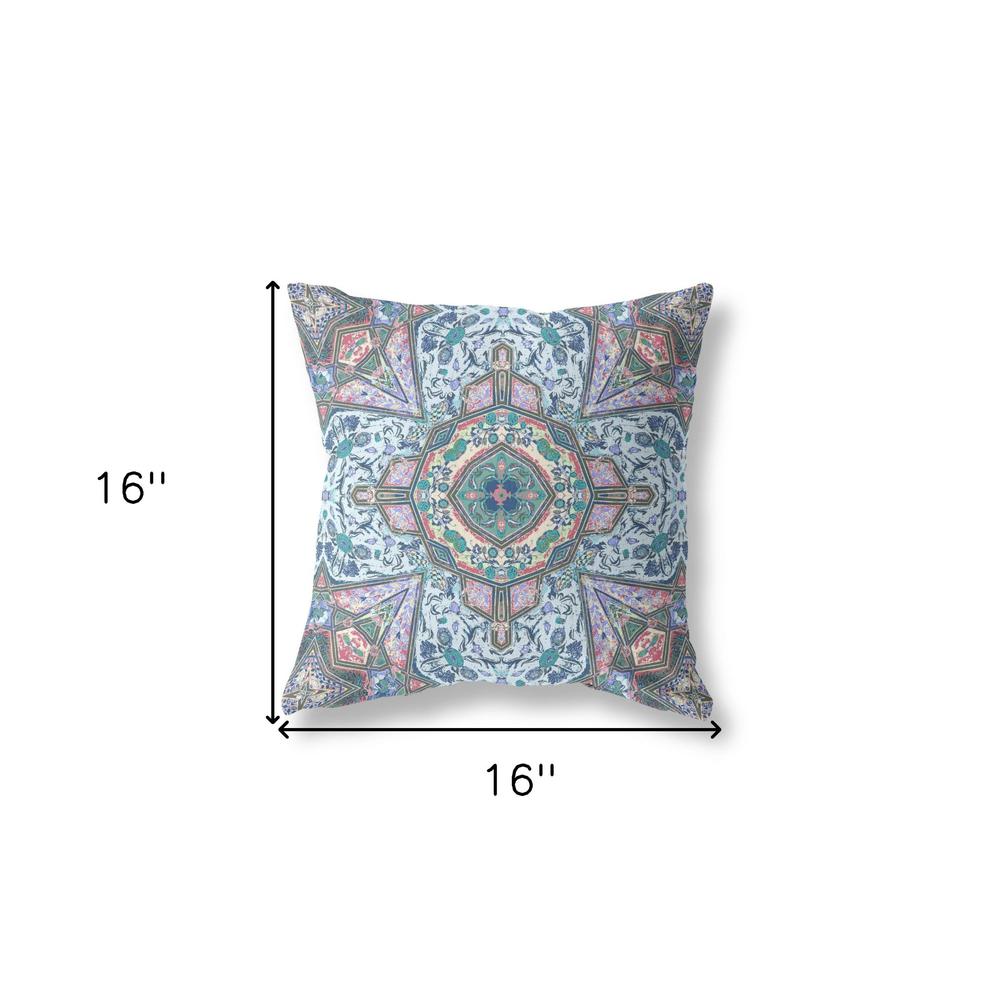 Blue, Pink Zippered Geometric Indoor Outdoor Throw Pillow Cover & Insert. Picture 4