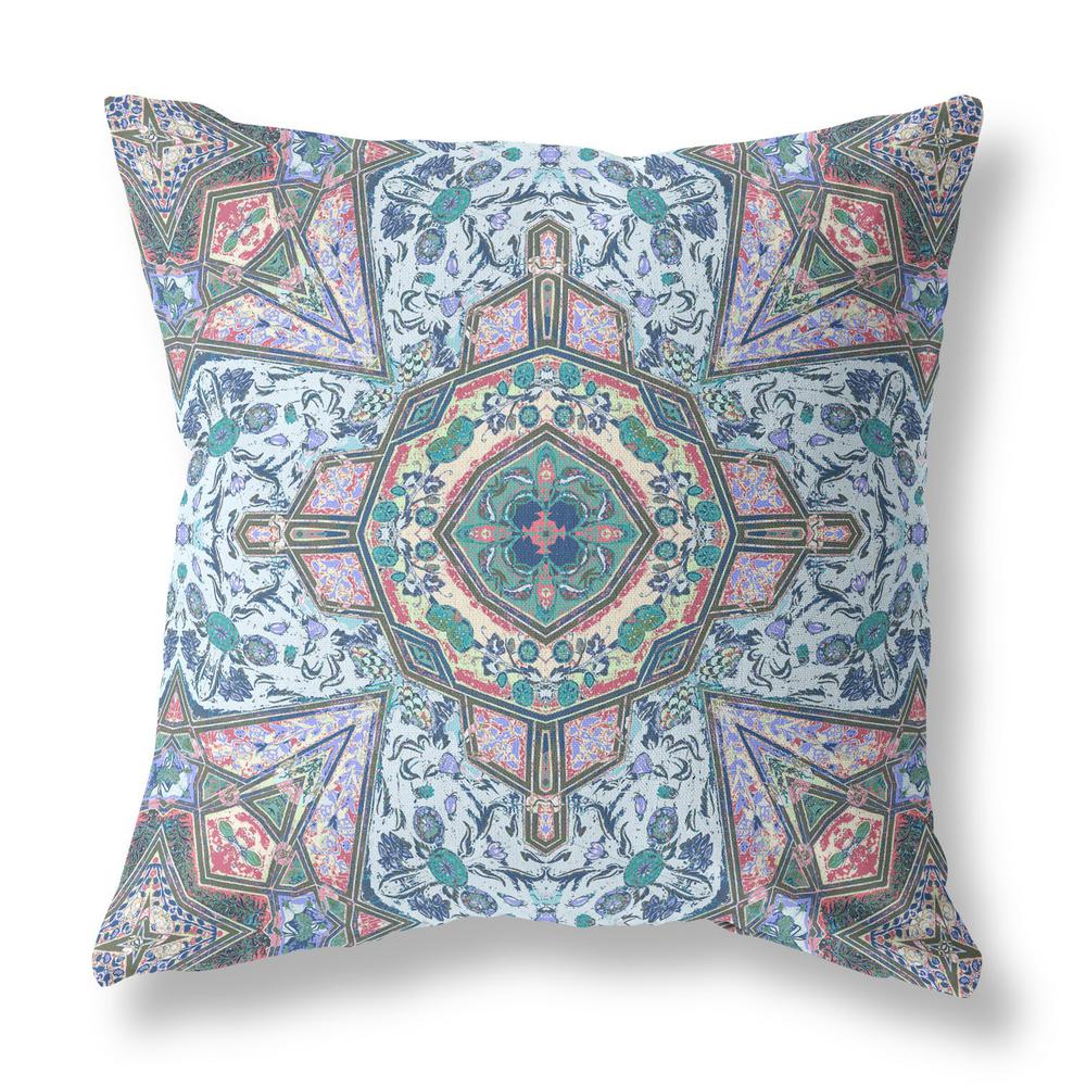 Blue, Pink Zippered Geometric Indoor Outdoor Throw Pillow Cover & Insert. Picture 1