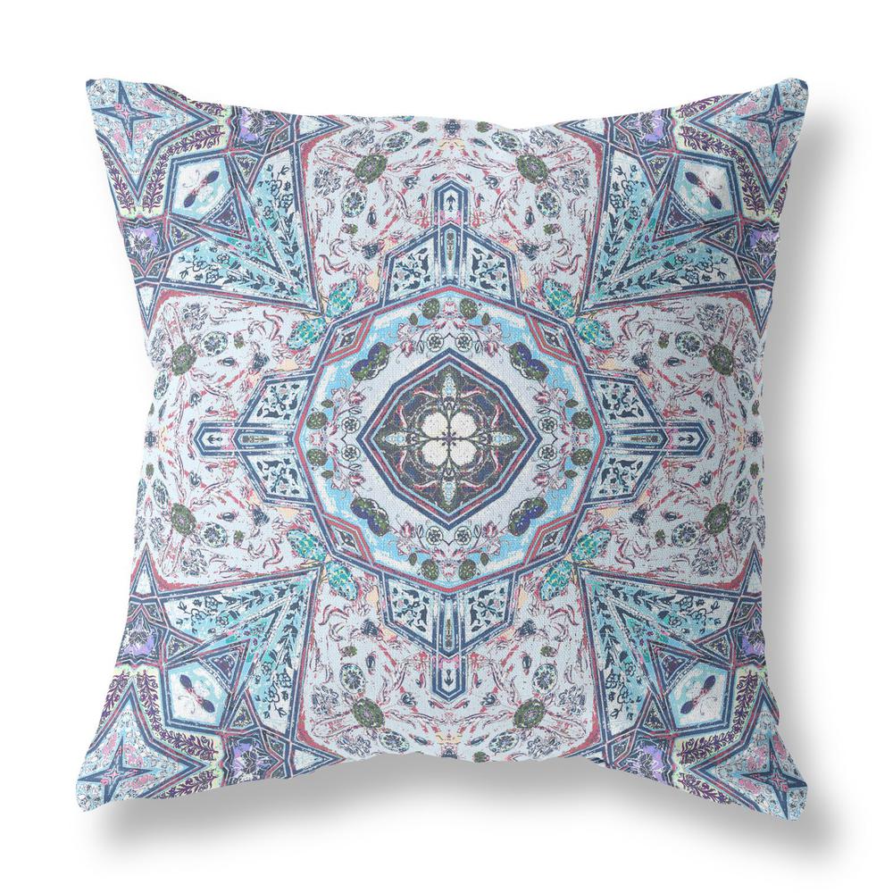 Blue, Gray Zippered Geometric Indoor Outdoor Throw Pillow Cover & Insert. Picture 1