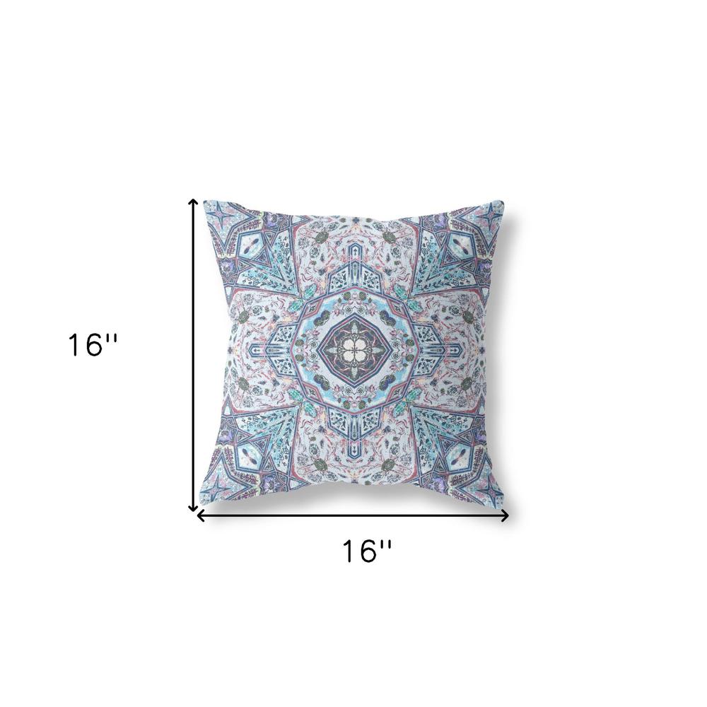 Blue, Gray Zippered Geometric Indoor Outdoor Throw Pillow Cover & Insert. Picture 4